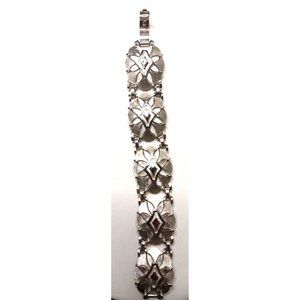 Rare Vintage 1937-1955 Crown Trifari Textured Silver Tone Bracelet 7-7.5"